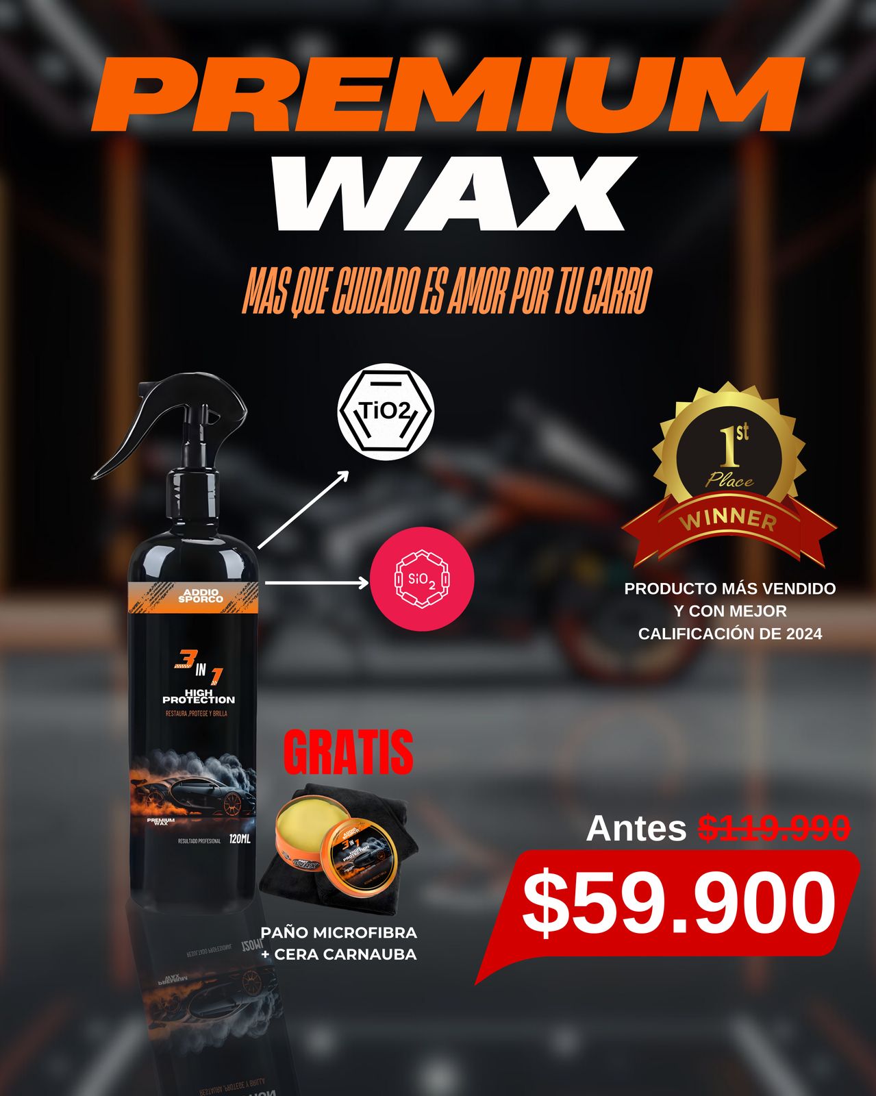 🔥 Combo Premium Wax + Gratis Cera Carnauba y paño  – Protección y Brillo Extremo 🔥