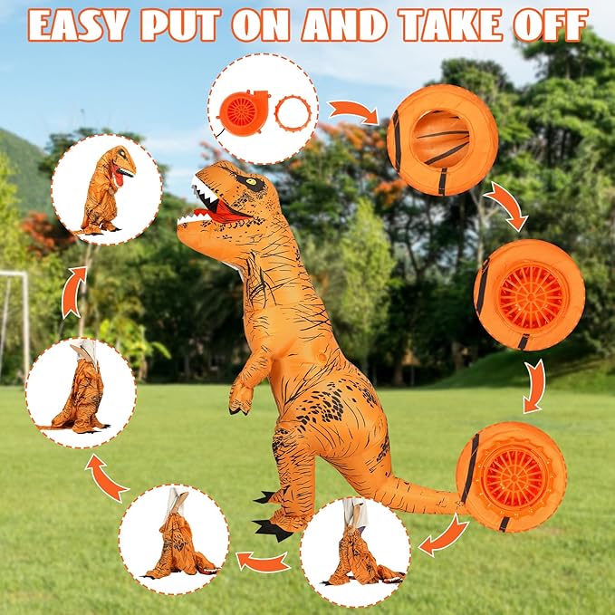 Disfraz Inflable de Dinosaurio T-Rex – ¡Sé la Estrella de la Fiesta!